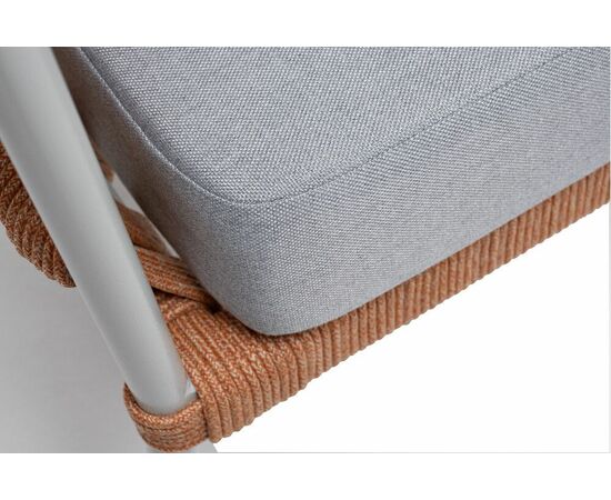 "Диего" диван 2-местный плетеный из роупа, каркас алюминий светло-серый (RAL7035) муар, роуп оранжевый меланж круглый, ткань светло-серая, изображение 8 | Интернет магазин мебели и декора LifeDekor