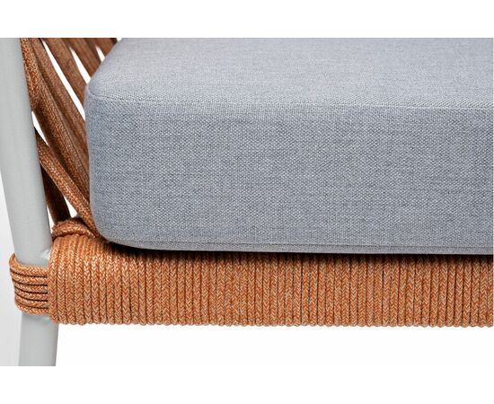 "Диего" диван 2-местный плетеный из роупа, каркас алюминий светло-серый (RAL7035) муар, роуп оранжевый меланж круглый, ткань светло-серая, изображение 9 | Интернет магазин мебели и декора LifeDekor