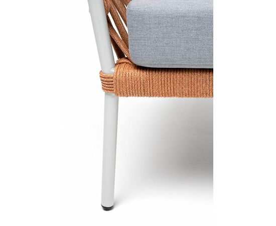 "Диего" диван 2-местный плетеный из роупа, каркас алюминий светло-серый (RAL7035) муар, роуп оранжевый меланж круглый, ткань светло-серая, изображение 10 | Интернет магазин мебели и декора LifeDekor