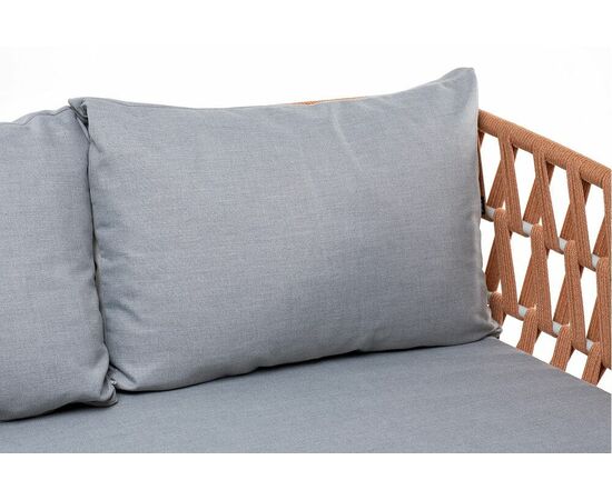 "Диего" диван 2-местный плетеный из роупа, каркас алюминий светло-серый (RAL7035) муар, роуп оранжевый меланж круглый, ткань светло-серая, изображение 11 | Интернет магазин мебели и декора LifeDekor