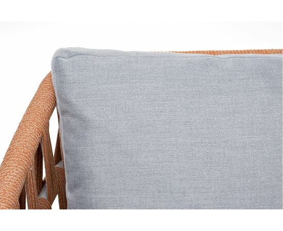 "Диего" диван 2-местный плетеный из роупа, каркас алюминий светло-серый (RAL7035) муар, роуп оранжевый меланж круглый, ткань светло-серая, изображение 12 | Интернет магазин мебели и декора LifeDekor