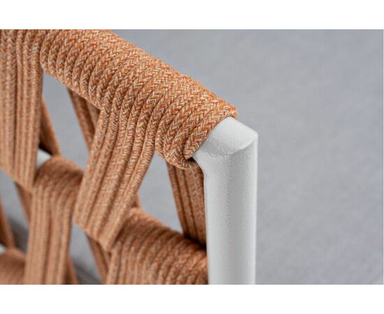 "Диего" кресло плетеное из роупа, каркас алюминий светло-серый (RAL7035) муар, роуп оранжевый меланж круглый, ткань светло-серая, изображение 4 | Интернет магазин мебели и декора LifeDekor