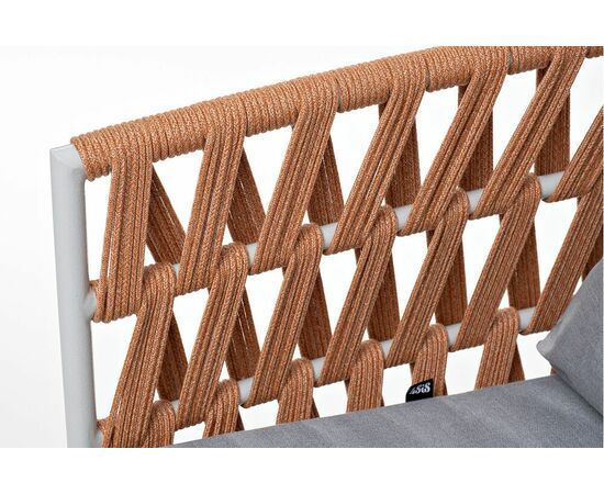 "Диего" кресло плетеное из роупа, каркас алюминий светло-серый (RAL7035) муар, роуп оранжевый меланж круглый, ткань светло-серая, изображение 5 | Интернет магазин мебели и декора LifeDekor