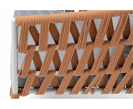 "Диего" кресло плетеное из роупа, каркас алюминий светло-серый (RAL7035) муар, роуп оранжевый меланж круглый, ткань светло-серая, изображение 6 | Интернет магазин мебели и декора LifeDekor