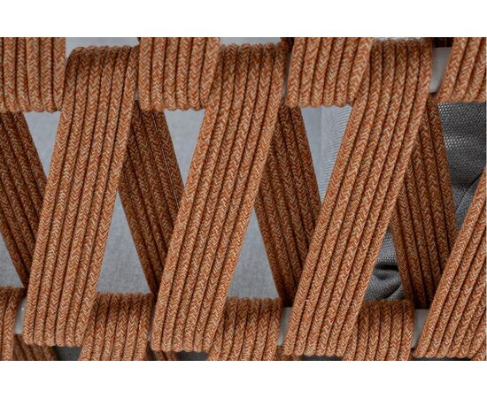 "Диего" кресло плетеное из роупа, каркас алюминий светло-серый (RAL7035) муар, роуп оранжевый меланж круглый, ткань светло-серая, изображение 7 | Интернет магазин мебели и декора LifeDekor