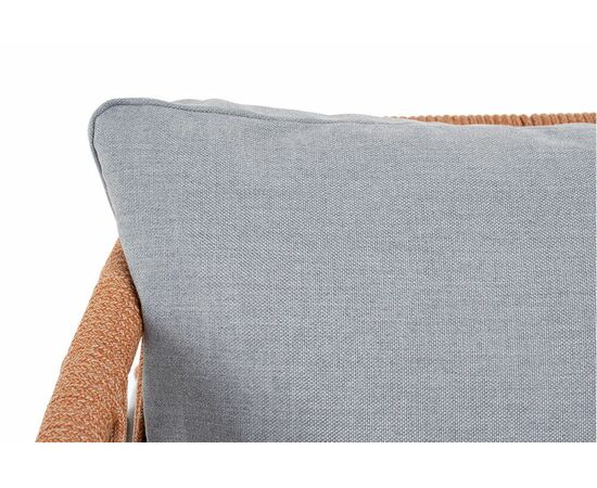 "Диего" кресло плетеное из роупа, каркас алюминий светло-серый (RAL7035) муар, роуп оранжевый меланж круглый, ткань светло-серая, изображение 8 | Интернет магазин мебели и декора LifeDekor