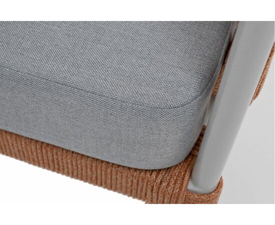 "Диего" кресло плетеное из роупа, каркас алюминий светло-серый (RAL7035) муар, роуп оранжевый меланж круглый, ткань светло-серая, изображение 9 | Интернет магазин мебели и декора LifeDekor
