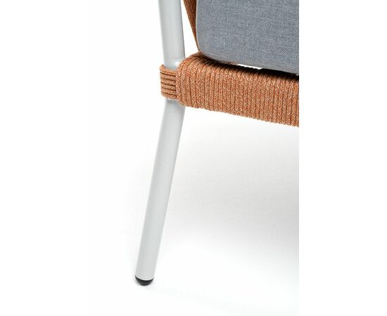 "Диего" кресло плетеное из роупа, каркас алюминий светло-серый (RAL7035) муар, роуп оранжевый меланж круглый, ткань светло-серая, изображение 11 | Интернет магазин мебели и декора LifeDekor