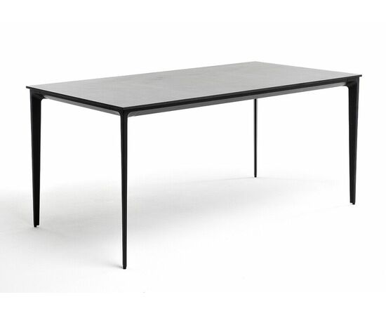 "Малага" обеденный стол из HPL 140х80см, цвет "серый гранит", каркас черный | Интернет магазин мебели и декора LifeDekor