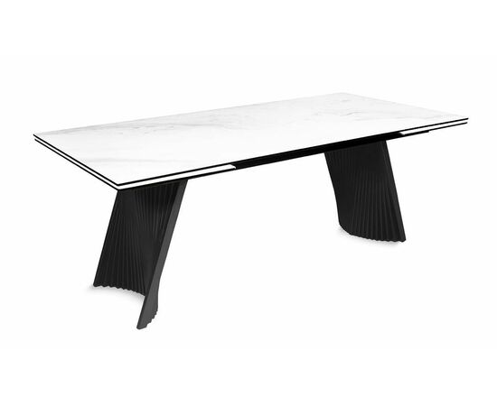 Стол DikLine KD180 керамика мрамор белый C39 глянец/опоры черные (2 уп) | Интернет магазин мебели и декора LifeDekor