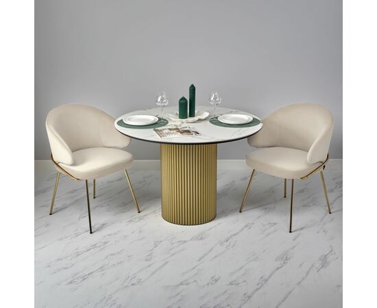 Стол Aura D110, керамогранит Ravena Natural, золотой, изображение 14 | Интернет магазин мебели и декора LifeDekor