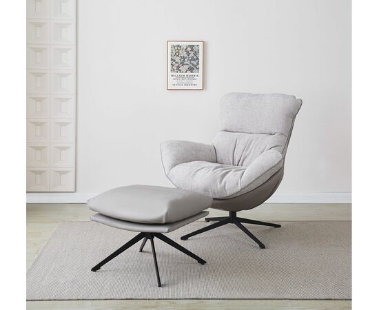 Кресло HUG светло-серый, экокожа, шенилл, изображение 2 | Интернет магазин мебели и декора LifeDekor