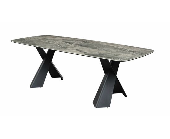 Стол DikLine KY220 керамика серый мрамор С20 глянец/опоры черные | Интернет магазин мебели и декора LifeDekor