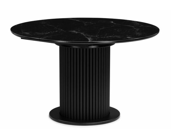 Стол стеклянный Фостер 120(160)х120х76 черный мрамор / черная шагрень / черный | Интернет магазин мебели и декора LifeDekor