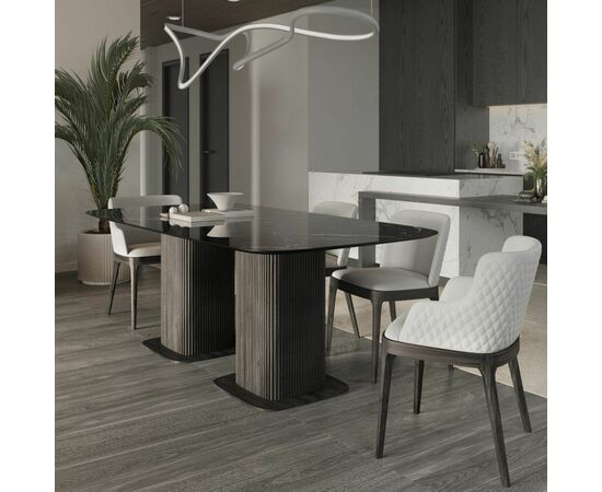 Стол прямоугольный Denver 270, керамика глянцевая, две опоры дерево, изображение 3 | Интернет магазин мебели и декора LifeDekor