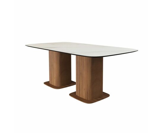 Стол прямоугольный Denver 270, керамика матовая, две опоры дерево, изображение 2 | Интернет магазин мебели и декора LifeDekor