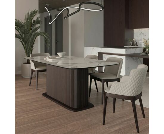 Стол прямоугольный Denver 180, керамика глянцевая, опора дерево | Интернет магазин мебели и декора LifeDekor