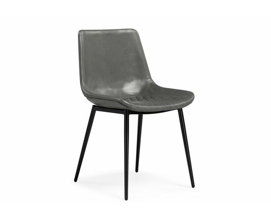 Стул на металлокаркасе Алеида серая экокожа / черный глянец | Интернет магазин мебели и декора LifeDekor