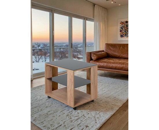 Стол журнальный BeautyStyle 5 дуб крафт золотой/стекло черное, изображение 8 | Интернет магазин мебели и декора LifeDekor