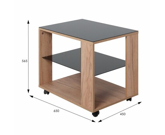 Стол журнальный BeautyStyle 5 дуб крафт золотой/стекло черное, изображение 5 | Интернет магазин мебели и декора LifeDekor