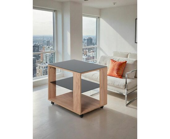 Стол журнальный BeautyStyle 5 дуб крафт золотой/стекло черное, изображение 9 | Интернет магазин мебели и декора LifeDekor