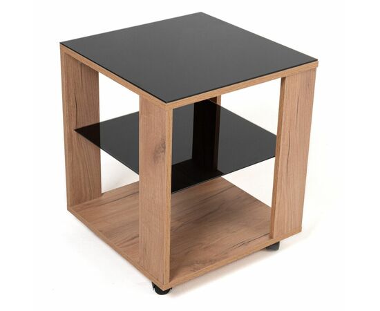 Стол журнальный BeautyStyle 6 дуб крафт золотой/стекло черное, изображение 2 | Интернет магазин мебели и декора LifeDekor