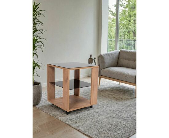 Стол журнальный BeautyStyle 6 дуб крафт золотой/стекло черное, изображение 9 | Интернет магазин мебели и декора LifeDekor