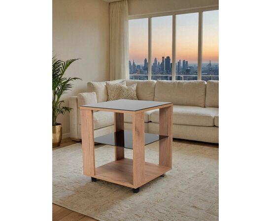 Стол журнальный BeautyStyle 6 дуб крафт золотой/стекло черное, изображение 10 | Интернет магазин мебели и декора LifeDekor