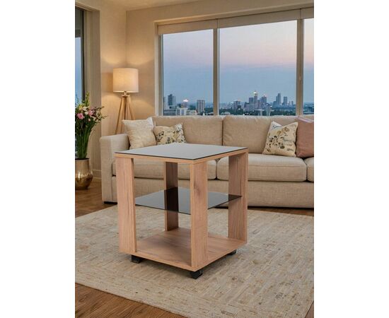 Стол журнальный BeautyStyle 6 дуб крафт золотой/стекло черное, изображение 8 | Интернет магазин мебели и декора LifeDekor