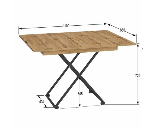 Стол универсальный трансформируемый АНДРЭ Loft ЛДСП дуб вотан/дуб вотан, изображение 9 | Интернет магазин мебели и декора LifeDekor