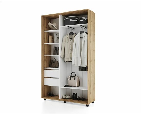 Шкаф-купе PRIME, 140х45х230 Дуб вотан с зеркалом, изображение 3 | Интернет магазин мебели и декора LifeDekor