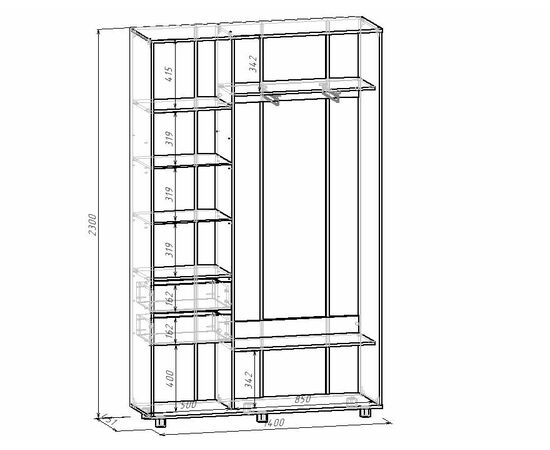 Шкаф-купе PRIME, 140х45х230 Дуб вотан с зеркалом, изображение 4 | Интернет магазин мебели и декора LifeDekor
