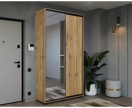 Шкаф-купе PRIME, 140х45х230 Дуб вотан с зеркалом, изображение 5 | Интернет магазин мебели и декора LifeDekor