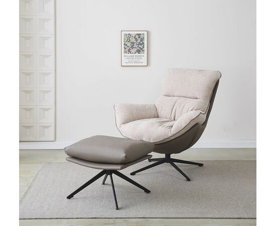 Комплект кресло HUG латте, экокожа, шенилл с оттоманкой латте, экокожа | Интернет магазин мебели и декора LifeDekor