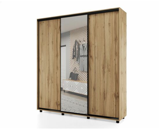 Шкаф-купе PRIME, 177х60х230 Дуб вотан с зеркалом | Интернет магазин мебели и декора LifeDekor