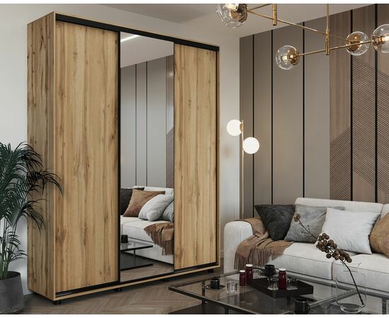 Шкаф-купе PRIME, 177х60х230 Дуб вотан с зеркалом, изображение 2 | Интернет магазин мебели и декора LifeDekor