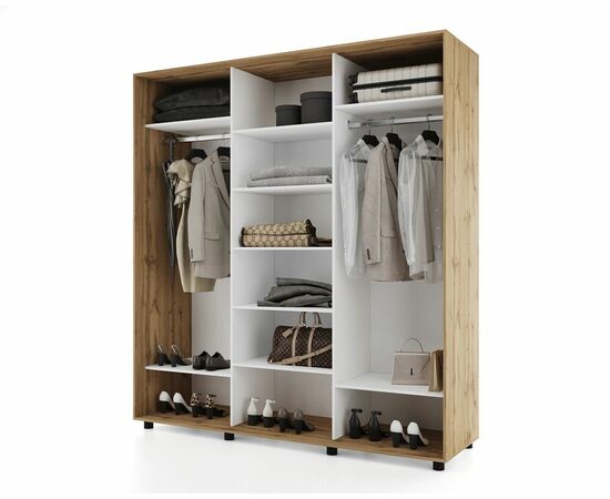 Шкаф-купе PRIME, 177х60х230 Дуб вотан с зеркалом, изображение 3 | Интернет магазин мебели и декора LifeDekor