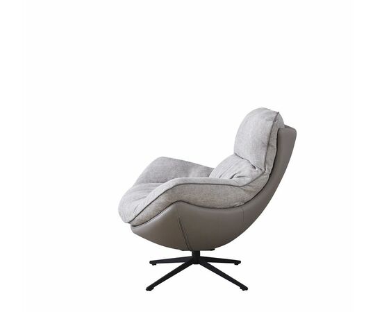 Комплект кресло HUG светло-серый, экокожа, шенилл с оттоманкой светло-серый, экокожа, изображение 3 | Интернет магазин мебели и декора LifeDekor