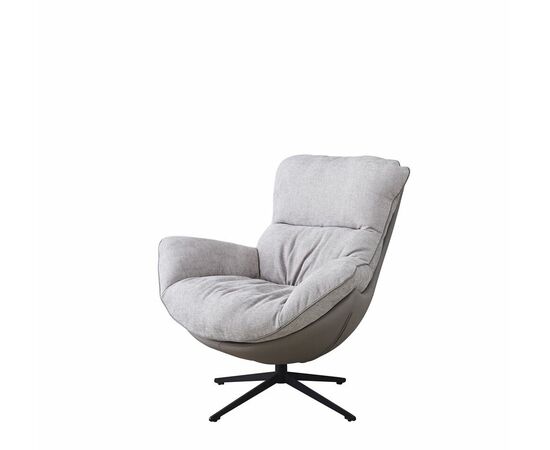 Комплект кресло HUG светло-серый, экокожа, шенилл с оттоманкой светло-серый, экокожа, изображение 2 | Интернет магазин мебели и декора LifeDekor