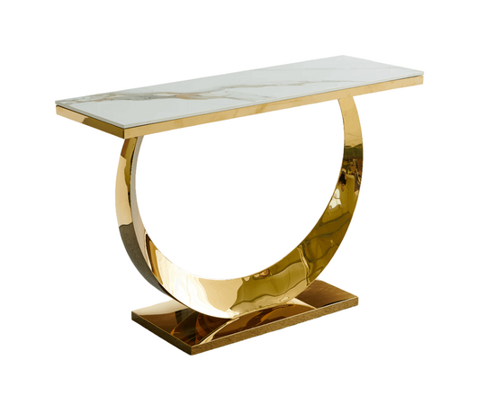 Стол-консоль Прайм IST-803,120х40х78 см, жемчужный белый/золотой, изображение 2 | Интернет магазин мебели и декора LifeDekor