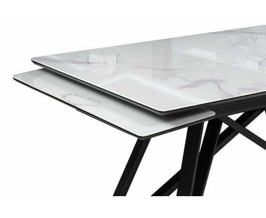 Стол стеклянный Вилсон 140(200)х80 белый мрамор / черный, изображение 5 | Интернет магазин мебели и декора LifeDekor