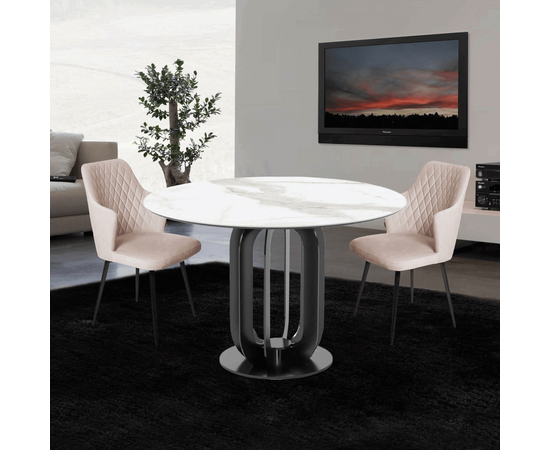 Стол круглый Castro 120, керамика матовая, белая, изображение 4 | Интернет магазин мебели и декора LifeDekor
