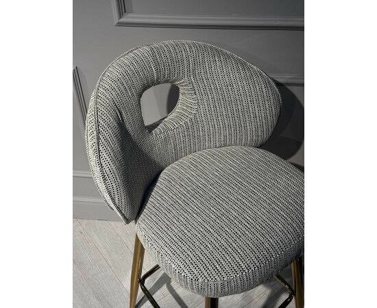 Стул барный Россо BS1451-WT, белый крем/золото | Интернет магазин мебели и декора LifeDekor