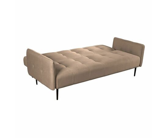 Monaco диван-кровать прямой с подлокотниками, трехместный, бархат пепельно-бежевый 25, изображение 4 | Интернет магазин мебели и декора LifeDekor