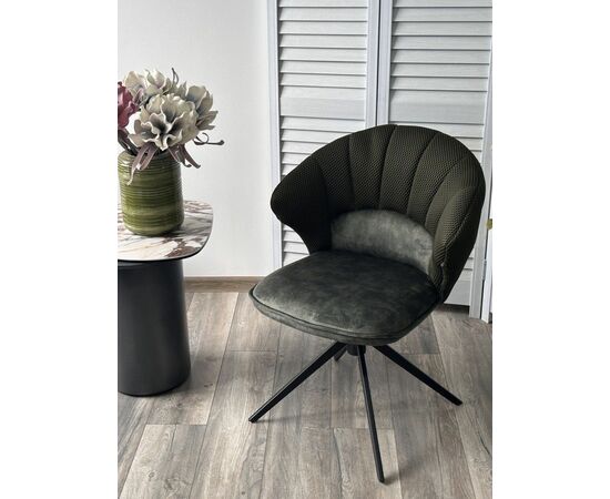 Стул Shell ткань комби серо-зеленый, поворотно-возвратный механизм 360 градусов с автовозвратом, изображение 6 | Интернет магазин мебели и декора LifeDekor