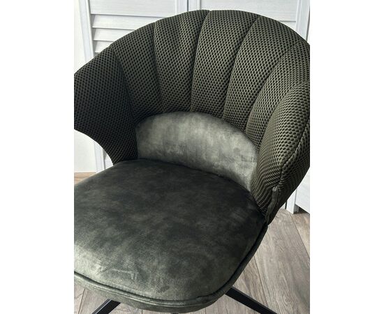 Стул Shell ткань комби серо-зеленый, поворотно-возвратный механизм 360 градусов с автовозвратом, изображение 5 | Интернет магазин мебели и декора LifeDekor