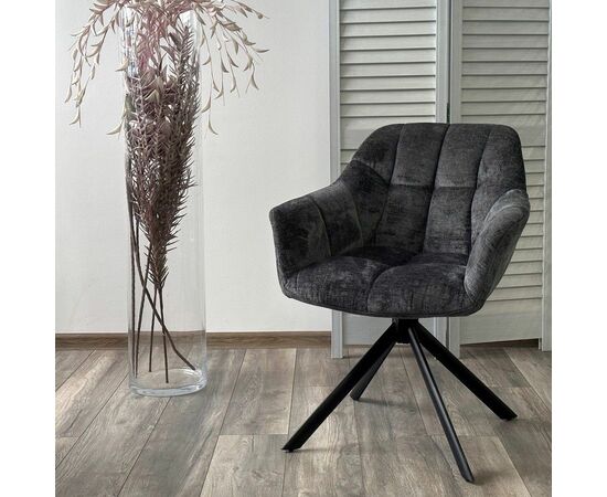 Стул Abba шенилл темно-серый, поворотно-возвратный механизм 180 градусов с возвратом, изображение 7 | Интернет магазин мебели и декора LifeDekor