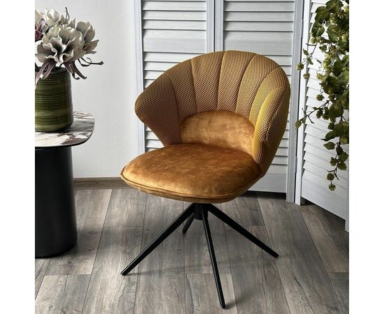 Стул Shell ткань комби желтый, поворотно-возвратный механизм 360 градусов с автовозвратом, изображение 4 | Интернет магазин мебели и декора LifeDekor