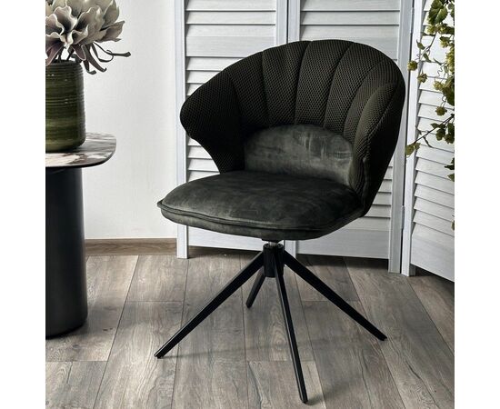 Стул Shell ткань комби серо-зеленый, поворотно-возвратный механизм 360 градусов с автовозвратом, изображение 7 | Интернет магазин мебели и декора LifeDekor