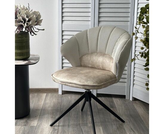 Стул Shell ткань комби бежевый, поворотно-возвратный механизм 360 градусов с автовозвратом, изображение 7 | Интернет магазин мебели и декора LifeDekor